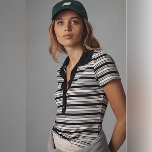 T.La Black and White Striped Top Anthropologie XS